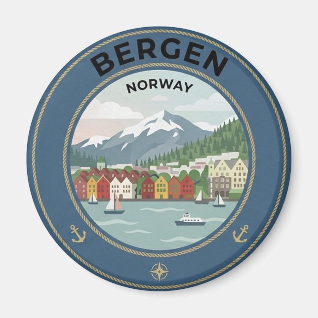 Imã Ímã de Viagem de Bergen Noruega (Frente)