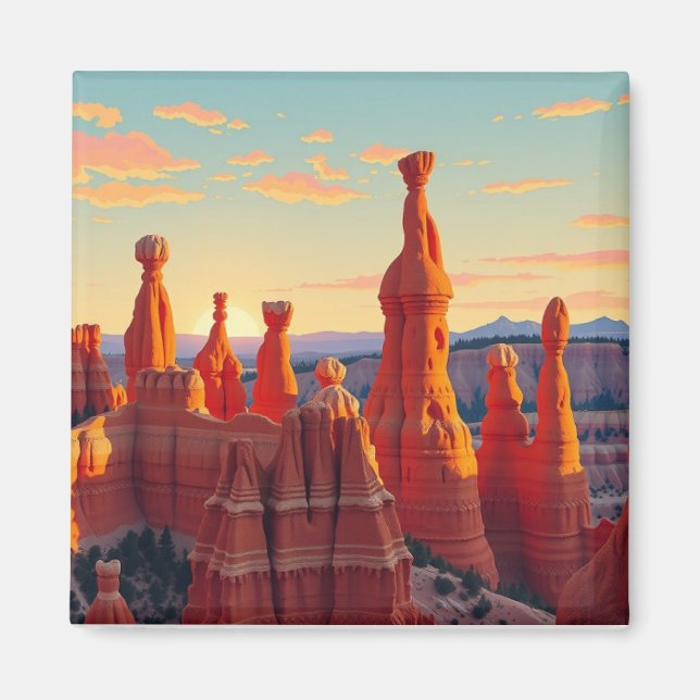 Imã Ímã de Viagem Retro Bryce Canyon Utah Antigo (Frente)