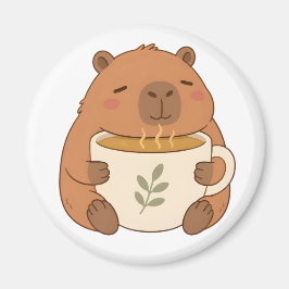 Imã Ímã de Xícara de Café Abraçado por Capivara Fofa