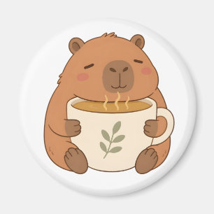 Imã Ímã de Xícara de Café Abraçado por Capivara Fofa