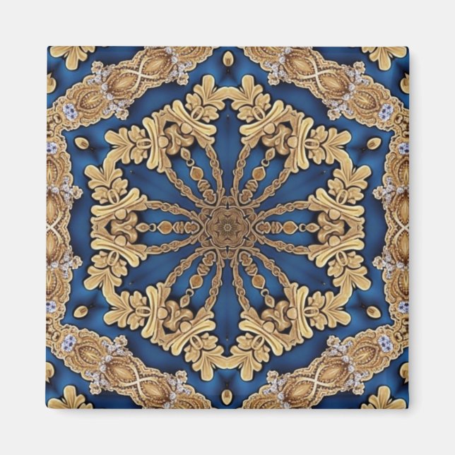 Imã Ímã Decorativo Dourado Azul (Frente)