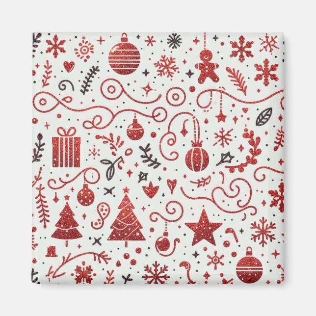 Imã Ímã Decorativo Vermelho Branco de Feriado (Frente)