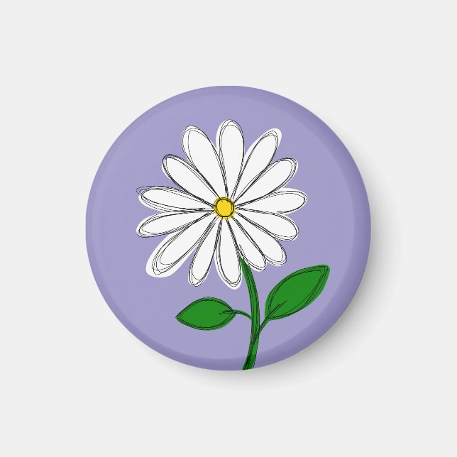 Imã Ímã Desenhado à Mão de Margarida Lavanda (Frente)