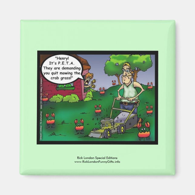 Imã Ímã Divertido da PETA & do Cartoon Crabgrass (Frente)