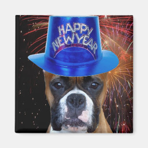 Imã Ímã do cão do pugilista do feliz ano novo