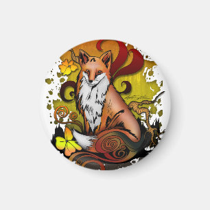 Imã Ímã do Círculo Fox Woodland em Aconchegante Outono