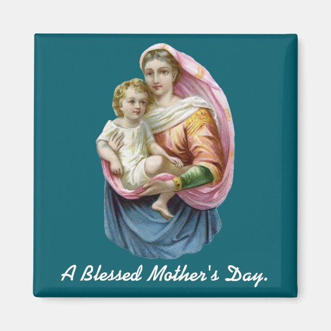 Imã Ímã do Dia das Mães com Maria segurando Jesus (Frente)