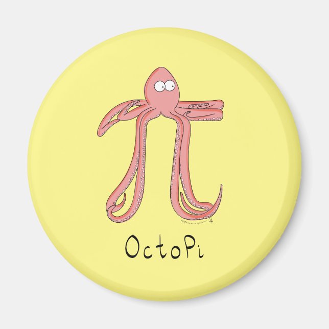 Imã Ímã do Dia do Pi da Matemática Fofura do Polvo (Frente)