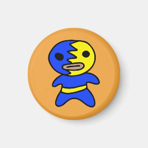 Imã Ímã do lutador de Li'l Lucha Libre (Azul-Amarelo