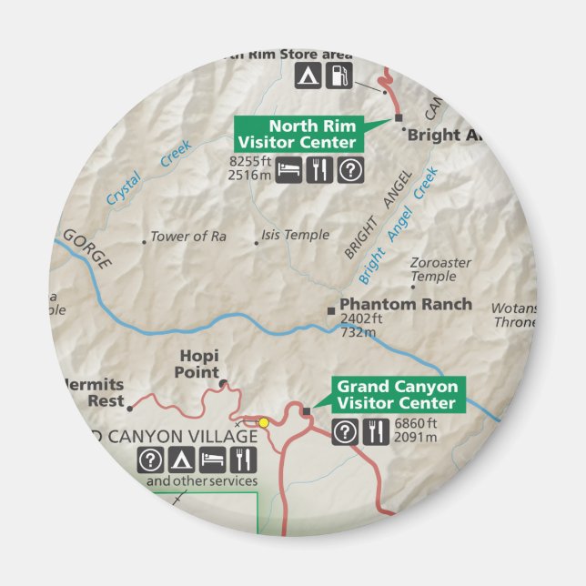 Imã Ímã do mapa do Grand Canyon (Frente)