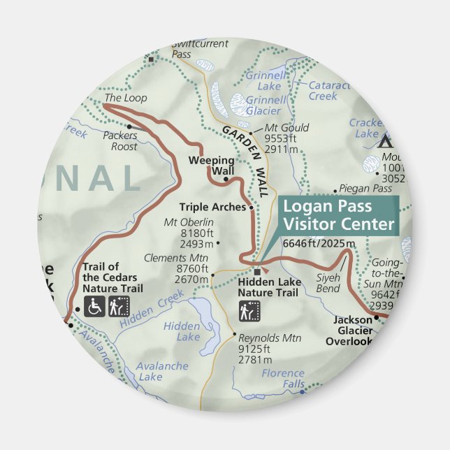 Imã ímã do mapa Glacier (Montana) (Frente)