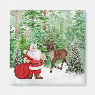 Imã Ímã do Natal com papai noel e cervos
