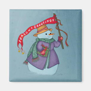 Imã Ímã do Natal da entrega especial da Sra. Snowman