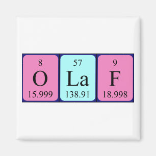 Imã ímã do nome da mesa periódica do Olaf