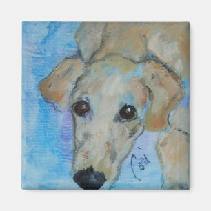 Imã Ímã do quadrado da arte do cão de Saluki