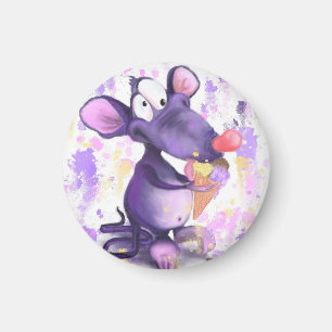Imã Ímã do Rato Roxo Feliz Comendo Sorvete