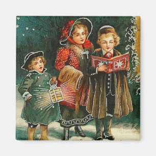 Imã Ímã do vintage dos Carolers do Natal