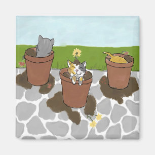 Imã Ímã dos gatinhos do pote de flor