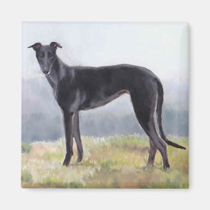 Imã Ímã ereto da arte do cão do galgo preto