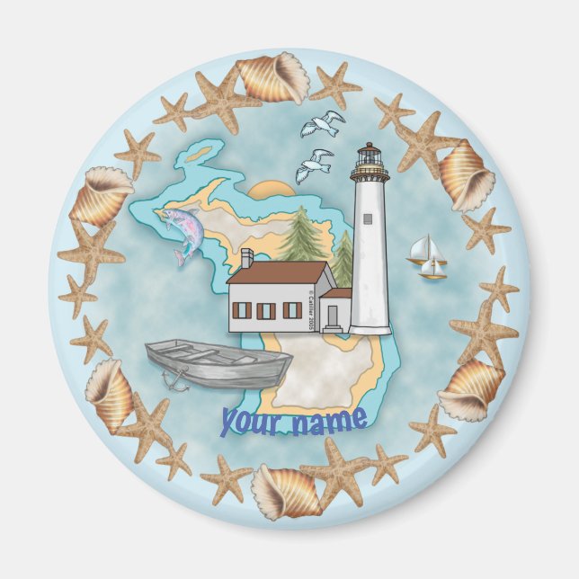 Imã Ímã Farol de Michigan Shells (Frente)