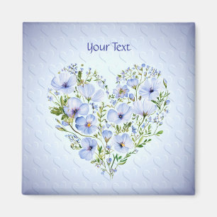 Imã Ímã Floral Coração Azul
