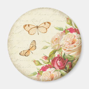 Imã Ímã floral da borboleta do rosa do vintage