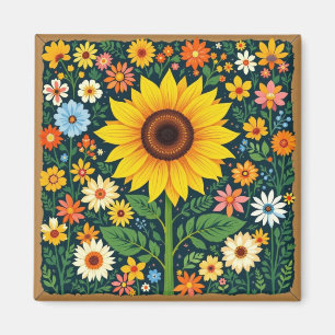 Imã Ímã floral de girassol