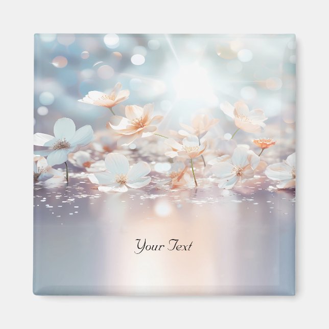 Imã Ímã Floral de Pêssego Branco (Frente)