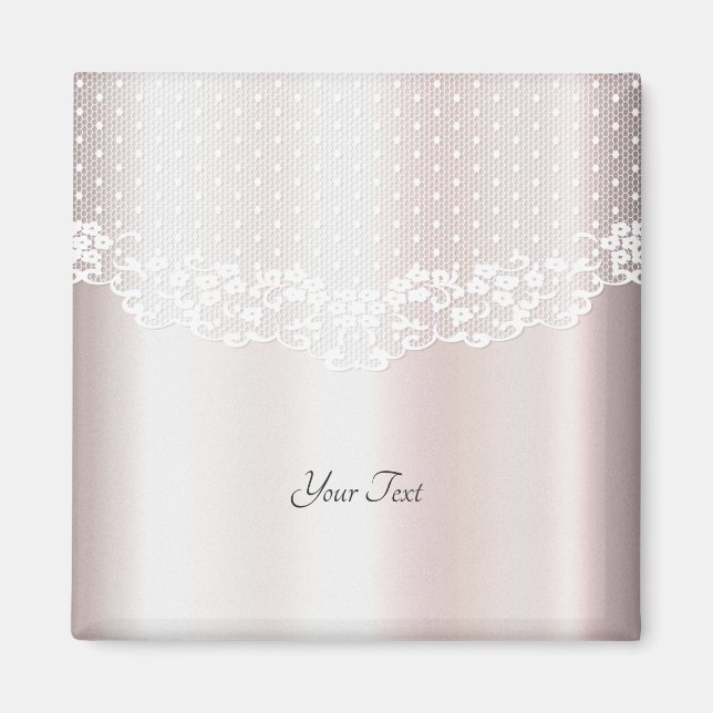 Imã Ímã Floral de Renda Branca Elegante (Frente)