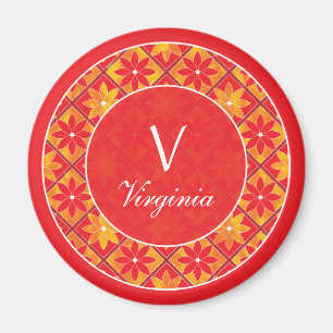 Imã Ímã floral decorativo dos azulejos do monograma