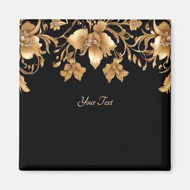 Imã Ímã Floral Dourado (Frente)