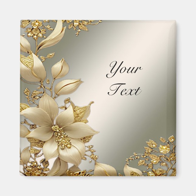 Imã Ímã Floral Dourado (Frente)