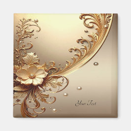 Imã Ímã Floral Dourado Ornamentado