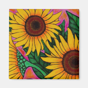 Imã Ímã floral Funky do girassol