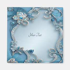Imã Ímã Floral Ornamentado Azul