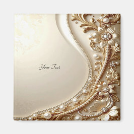Imã Ímã Floral Ornamentado Dourado Elegante