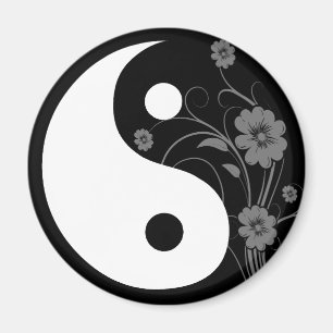 Imã Ímã floral preto de Yin Yang