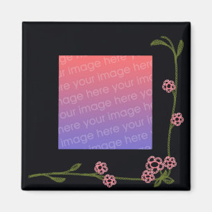 Imã Ímã floral preto do quadro da foto