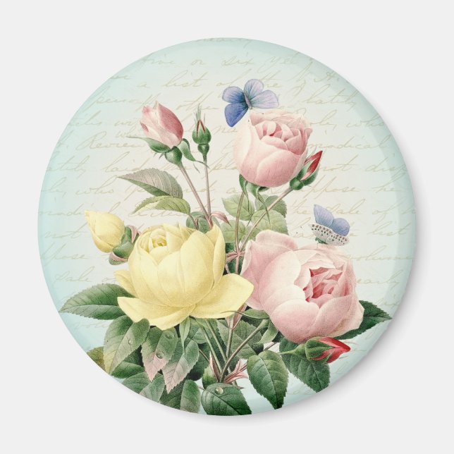 Imã Ímã floral rosa vintage (Frente)