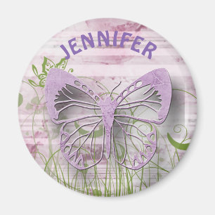 Imã Ímã floral roxo personalizado da borboleta