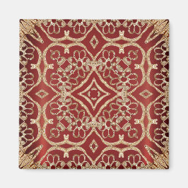 Imã Ímã Floral Vermelho Dourado Moderno