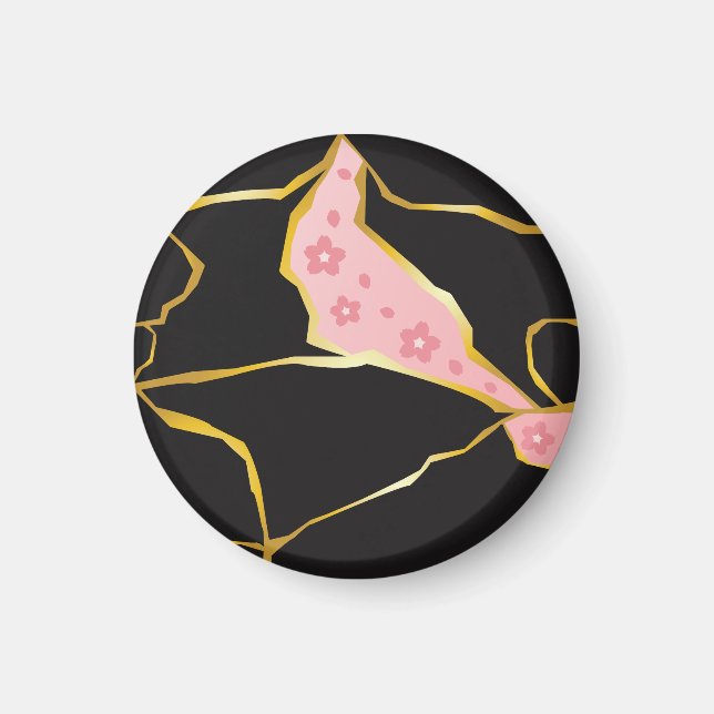 Imã Ímã Kintsugi com Acentos de Flor de Cerejeira (Frente)