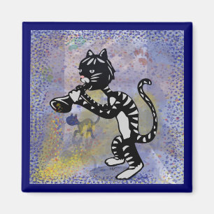 Imã Ímã legal do quadrado do gato do jazz do beco