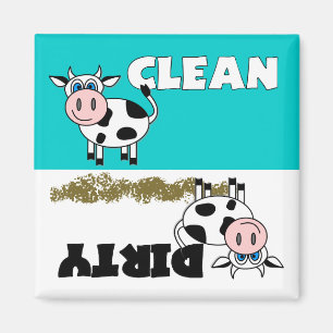 Imã Ímã limpo/sujo da vaca feliz da máquina de lava