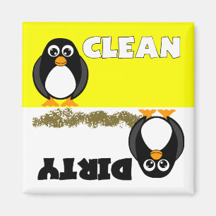 Imã Ímã limpo/sujo do pinguim bonito da máquina de