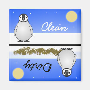 Imã Ímã limpo/sujo do pinguim bonito da máquina de