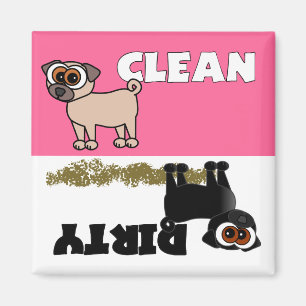 Imã Ímã limpo/sujo do Pug preto bonito da máquina d