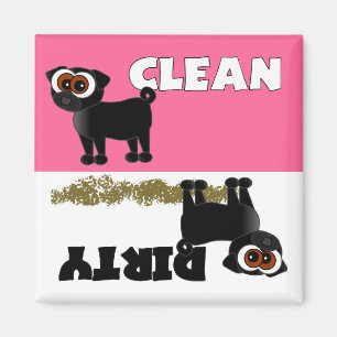 Imã Ímã limpo/sujo do Pug preto bonito da máquina d