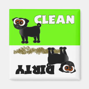 Imã Ímã limpo/sujo do Pug preto bonito da máquina d