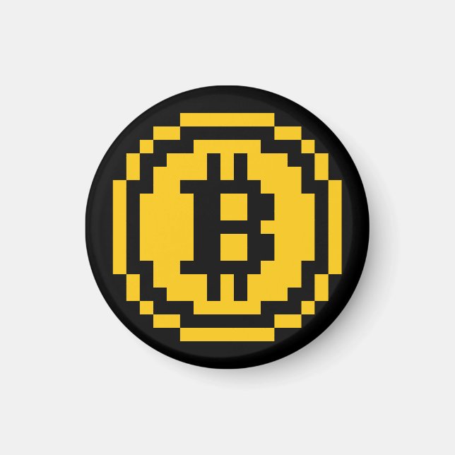Imã Ímã | Logotipo Bitcoin BTC 8-Bit (Frente)